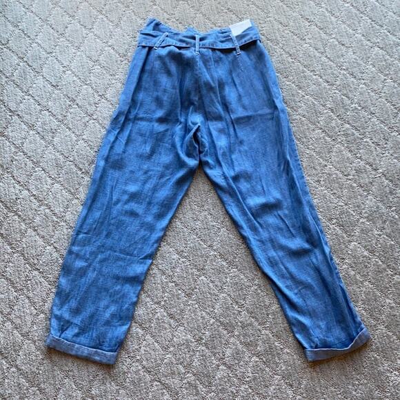 Indigo Rein super High Rise Crop chambray pants paper bag waist tapered leg - Picture 4 of 5